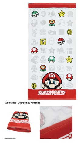 任天堂 マリオ アイコンタイル バスタオル/ フェイスタオル2P 　10個入り 4992272713701・4992272713695