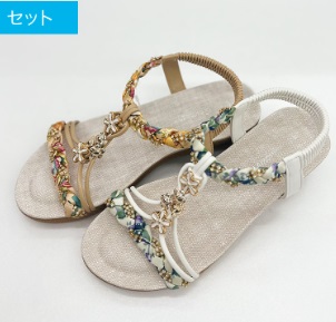 婦人　デザインビジューサンダル　10足入り 498915