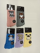 婦人　綿混　犬柄/猫柄/動物柄　5本指スニーカー　100個入り 1003632201・1003632211・1003632221