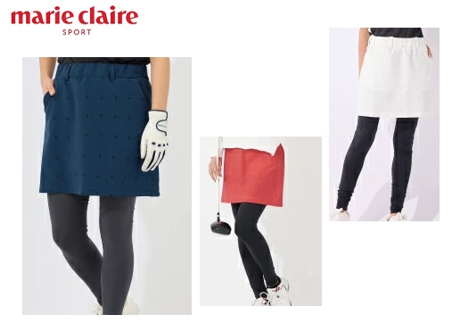 【marie claire SPORT】 マリクレール　レディース　飛び柄 レギンス付きスカート レギスカ　全3色アソート　12枚入り 713312