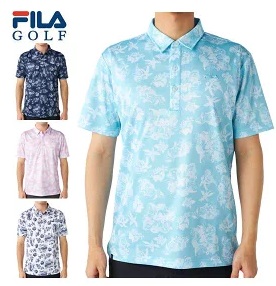 【FILA GOLF】フィラゴルフ　メンズ　 総柄 半袖 ポロシャツ ウェア　全4色アソート　12枚入り 744671