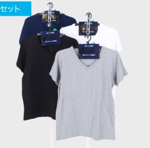 紳士　綿１００％天竺半袖Ｖ首Ｔシャツ　30枚入り 498641