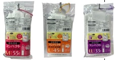 ひも付き　コンパクト手さげポリ袋　Ｌサイズ /LLサイズ　60個入り  4589858 251933・4589858 251940