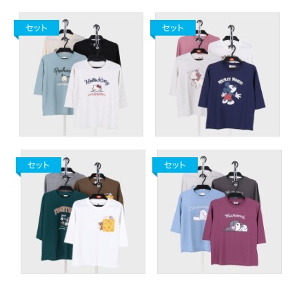 キッズ　キャラクター　七分袖Tシャツ　12枚入り 464109・464110・464111・464112