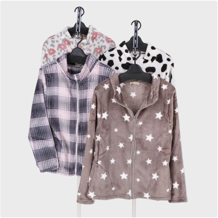 婦人もこもこフリース総柄プリントジップジャケット　16個　466088