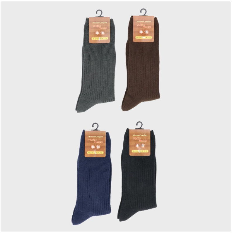 紳士毛混リブゆったり口ゴム　ソックス　100足　467266