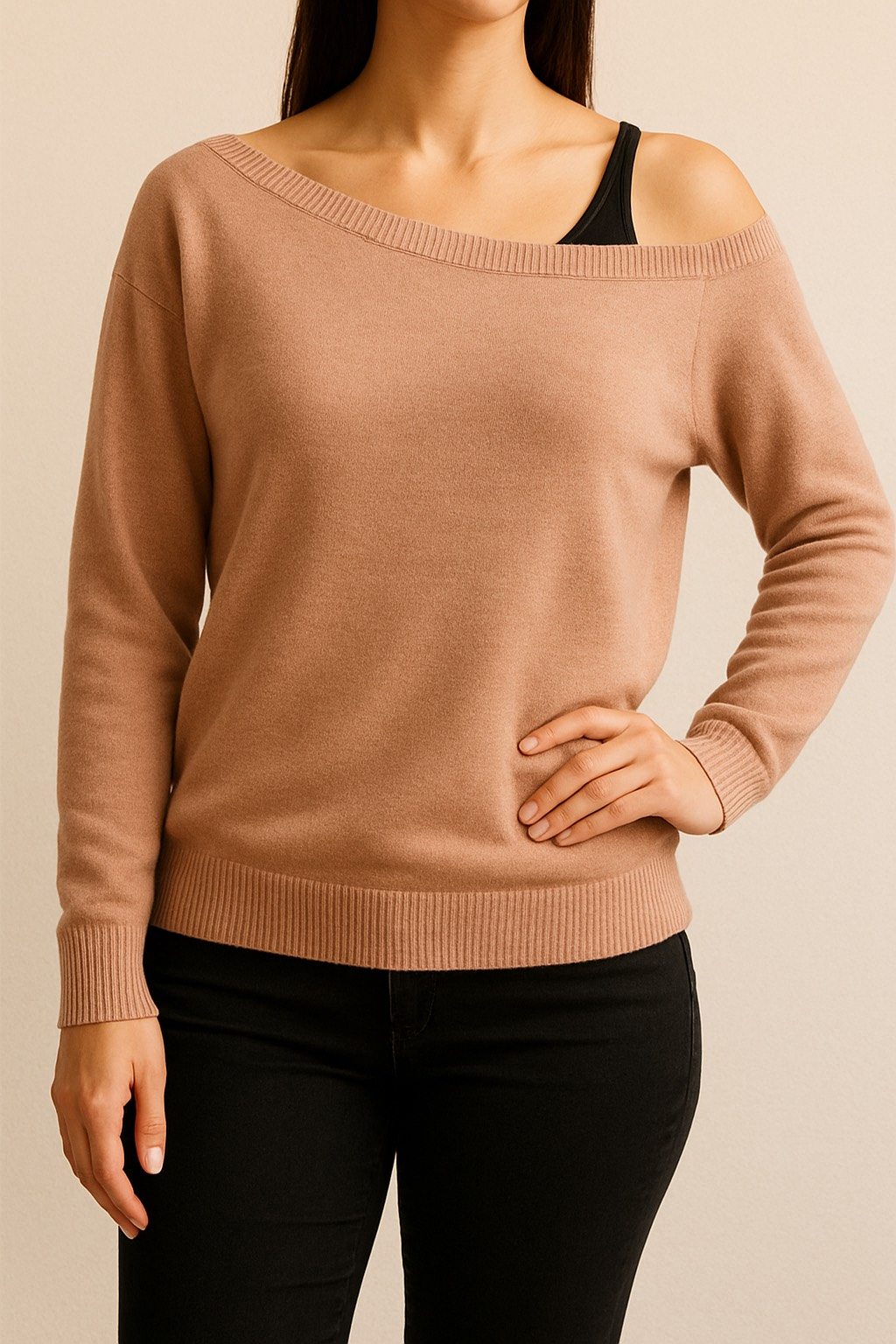 大特価！某有名レディスブランド　レディスVネックニット　トップス　モカ、ベージュ各300枚 合計600枚セット　1セット限定