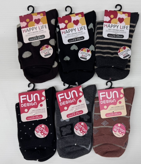 婦人綿混特価柄クルーソックス1P(2型)　200個　1003749591