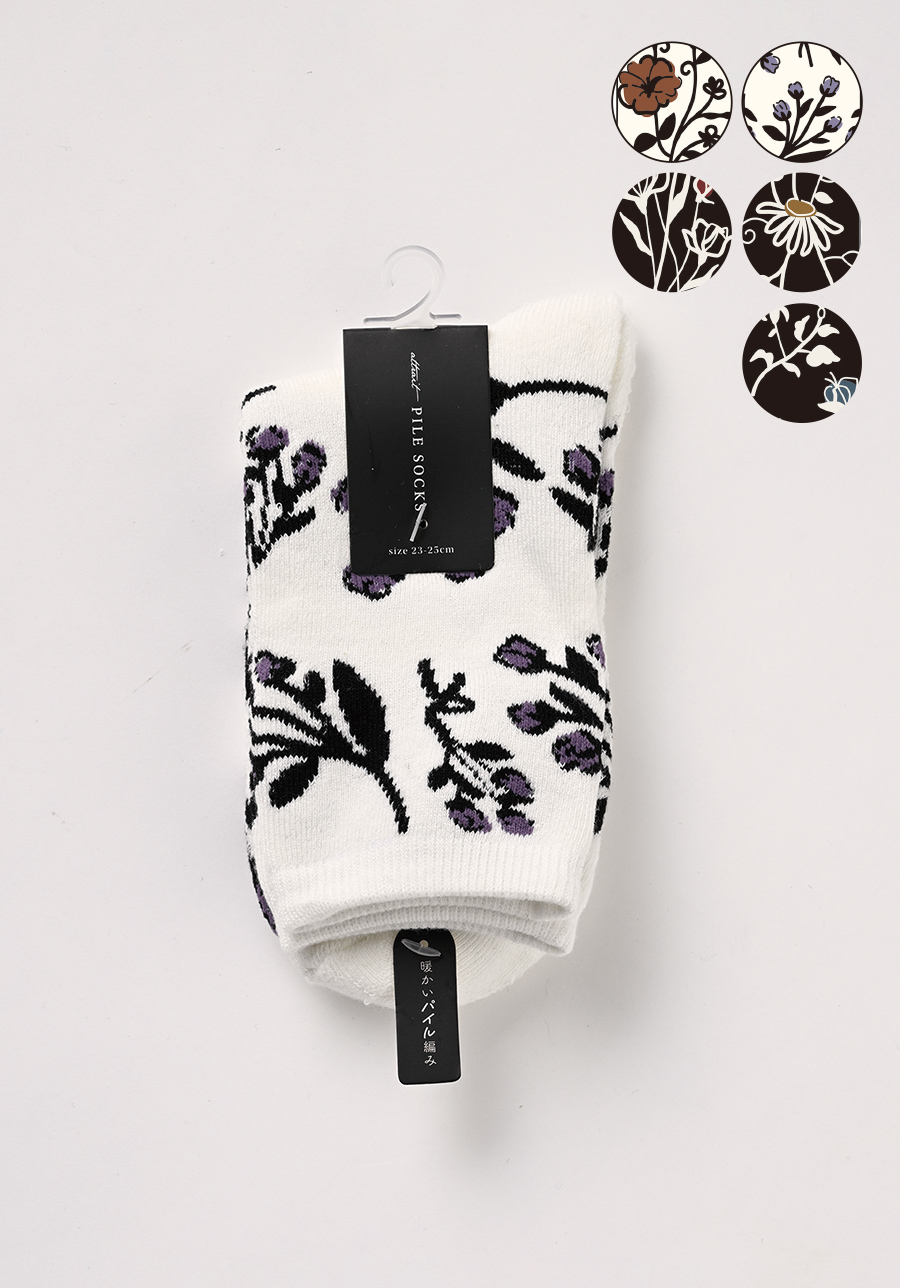 婦人綿混パイル1P(モノトーン花柄) 200個 1003436931