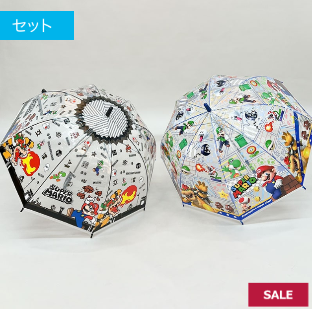 ラスト2セット　売り切れ御免　スーパーマリオキッズ用ビニール傘　18本　499249