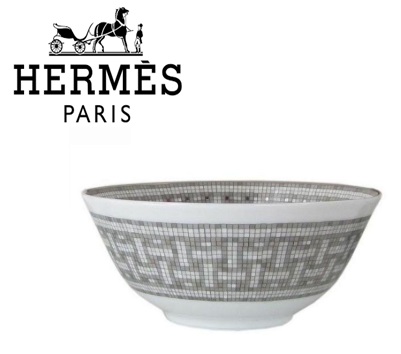 【HERMES】エルメス　Rice bowl 1箱2点　モザイク ヴァンキャトル　プラチナ　　1箱入り 035084P