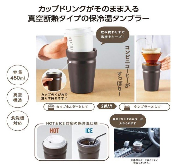 カップをそのままIN！真空断熱タンブラー 480ml　48個入り 36733/4526858066440