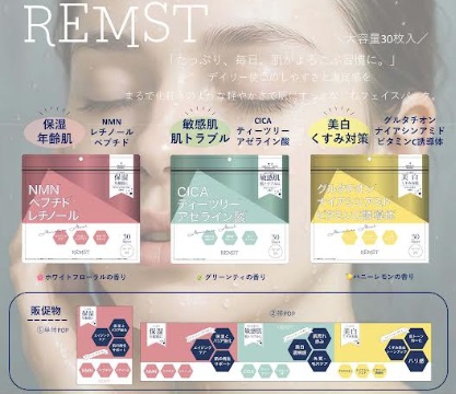 REMST　フェイスパック　30枚入り　全3種アソート　144個入り