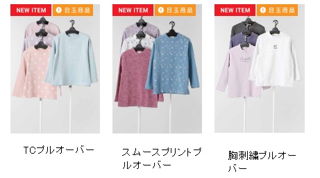 婦人　長袖　裏起毛　TC/スムースプリント/胸刺繍プルオーバー　プルオーバー　15枚入り 1003676691・1003676681・1003676671