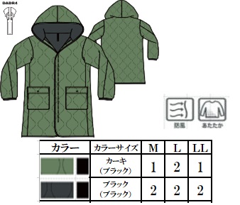 マイクロポリ(中綿4oz)ウェーブキルトニットテープパーカー 全2色アソート 10枚入り MSE-4158