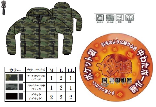 エステルタフタカモフラプリント中綿(ボールわた)ダウンタイプパーカー 全3色アソート 14枚入り MSE-4735