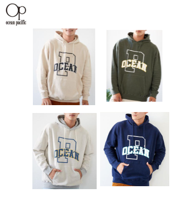 【OP】オーシャンパシフィック　メンズ　裏使いパーカー 　全4色アソート　12枚入り 531012