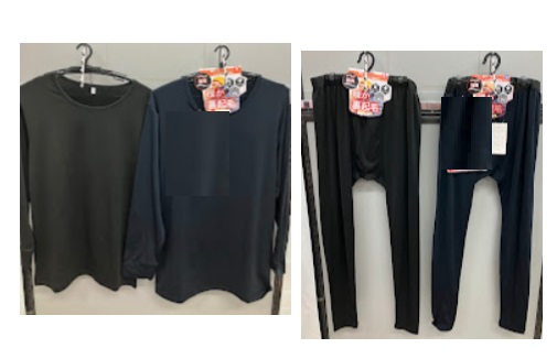 紳士　裏起毛　長袖丸首/長タイツ　30枚入り 52-7977・52-7978