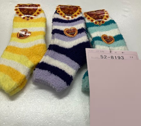 婦人　ボーダー柄ふわふわソックス　100足入り 52-8193