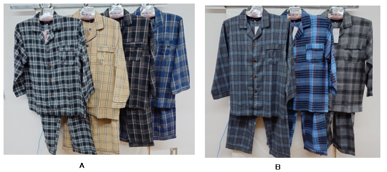 SALE！！紳士　ビエラ起毛格子パジャマ　A/B　パンツ前開き　30枚入り 1003457621・1003603101
