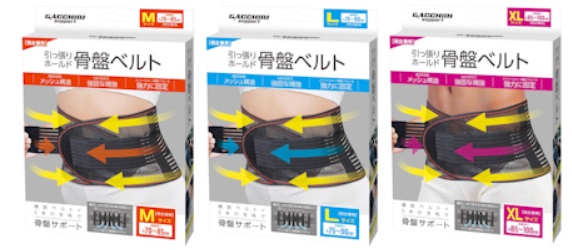 引っ張りホールド骨盤ベルト　全3サイズアソート　48個入り HAC4664・HAC4665・HAC4666