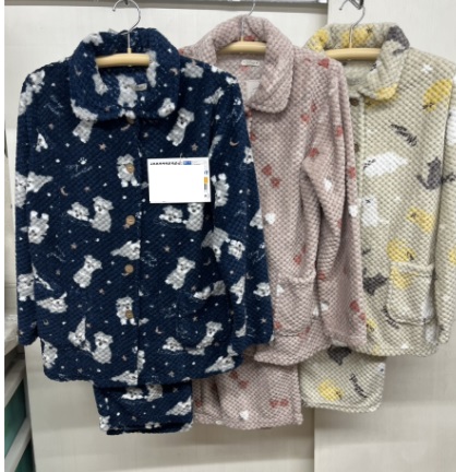 婦人　マイクロワッフル/エンボス　前開きパジャマ　12枚入り 1003735361・1003735351