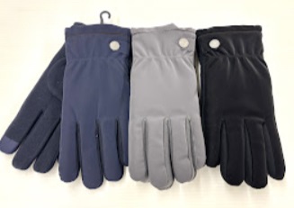 紳士　ナイロン裏フリース手袋　ベルト/ボタン　16双入り 1003412151・1003412161