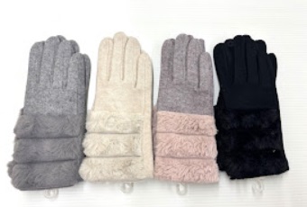 婦人　3段ファー付手袋　12双入り 1003780221