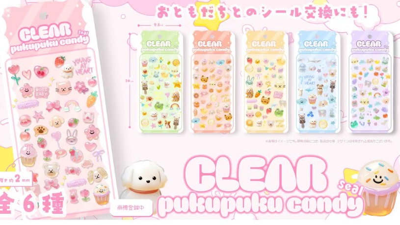 クリアぷくぷくキャンディシール　全6種アソート　480個入り PKC-100
