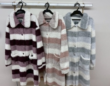 プードルシャギー　ボーダーガウン/クルーネックボーダーガウン　90cm丈　12枚入り 1003456481・1003456461