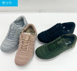 簡単脱着！婦人　キルトスニーカー　紐　24足入り 464622