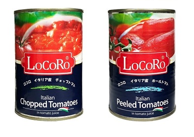 ロコロ 　ホールトマト/チョップトマト（イタリア産）　プルトップ缶　240個入 4562133710219・4562133710226