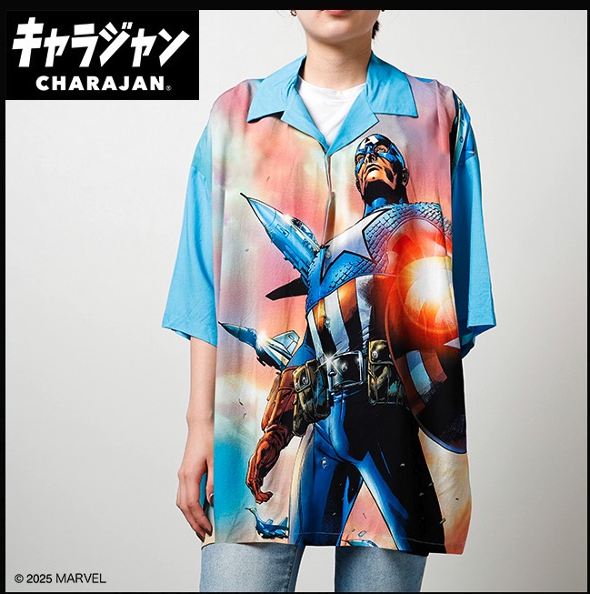 【キャラジャン】Marvel　キャプテン・アメリカ　レジェンドヒーロー　アロハシャツ　1枚入り  2505047900・2505049400