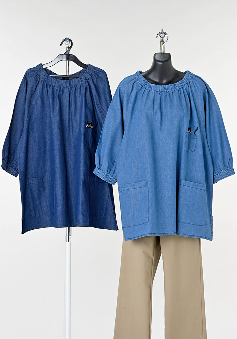 〚MYS〛デニムバックリボンスモック　8枚入り  1003843161