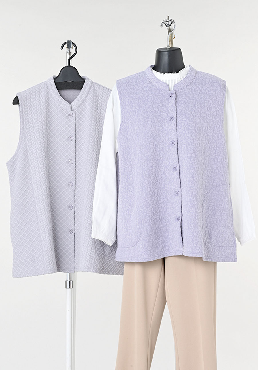 〚銀の鈴〛薄綿ジャガード　ななめボタン　2種　6枚入り  1003843251・1003843261