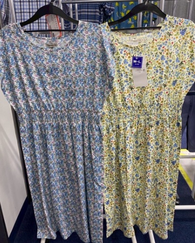 【特価】婦人　シーチングフレンチ袖ワンピ　大寸/普通寸　20枚入 1003641101・1003641091