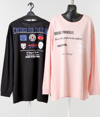 【残りわずか】　【VM】婦人　天竺総柄BIG長袖T　16枚入 1003336145