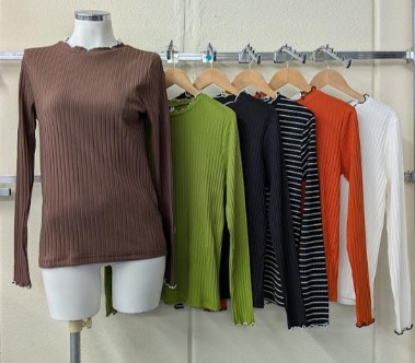 【残りわずか】婦人　長袖　袖メロー配色リブインナー　8枚入 1003389212