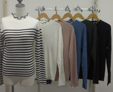 【残りわずか】婦人　大寸　メロウ配色リブインナーニット　12枚入 1003361652