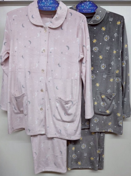 【残りわずか】婦人　ストレッチベロアプリント前開きパジャマ　8枚入 1003455662