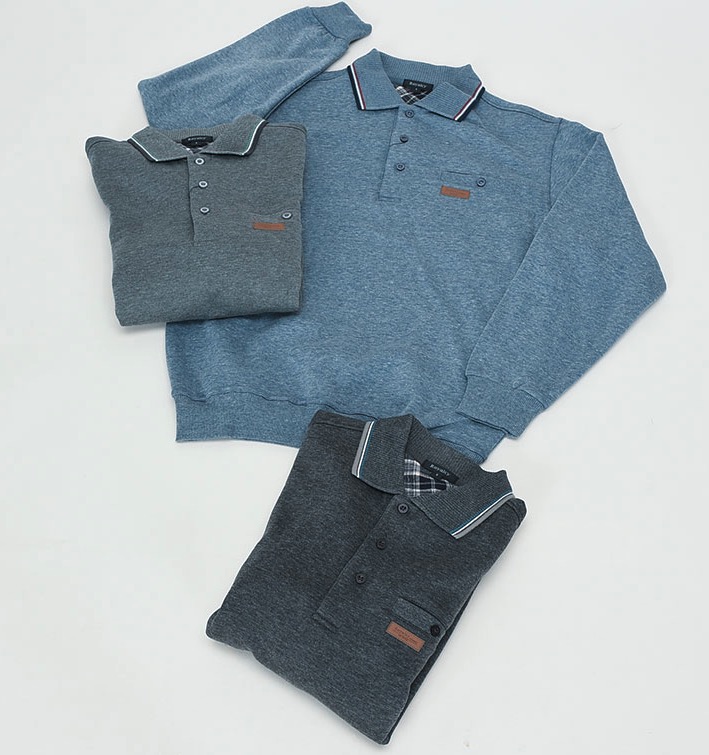 メンズ　裏起毛無地ポロトレーナー　14枚入り  211644