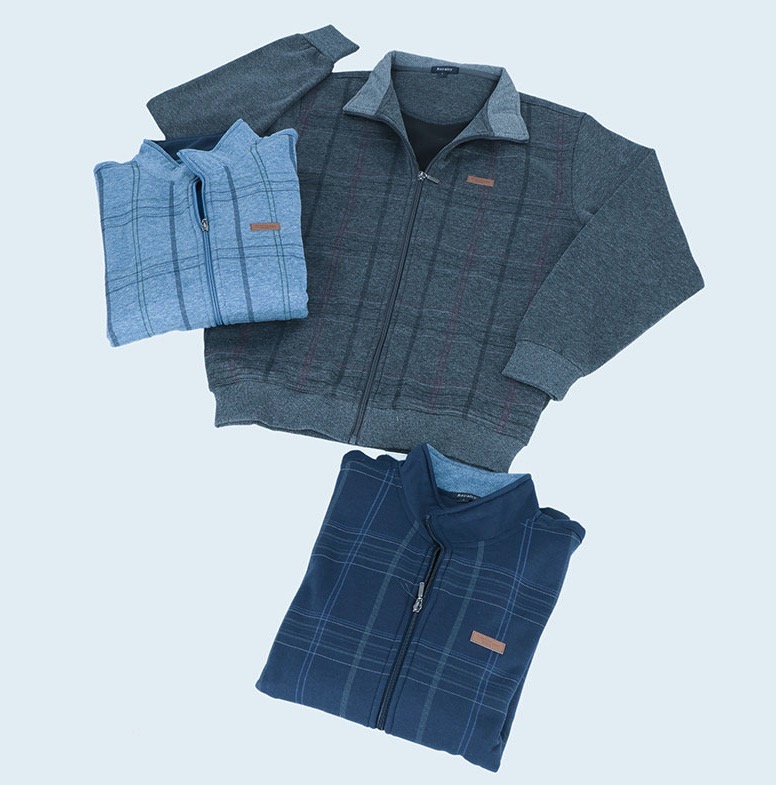 メンズ　裏起毛前身格子フルジップジャケット　14枚入り  211647