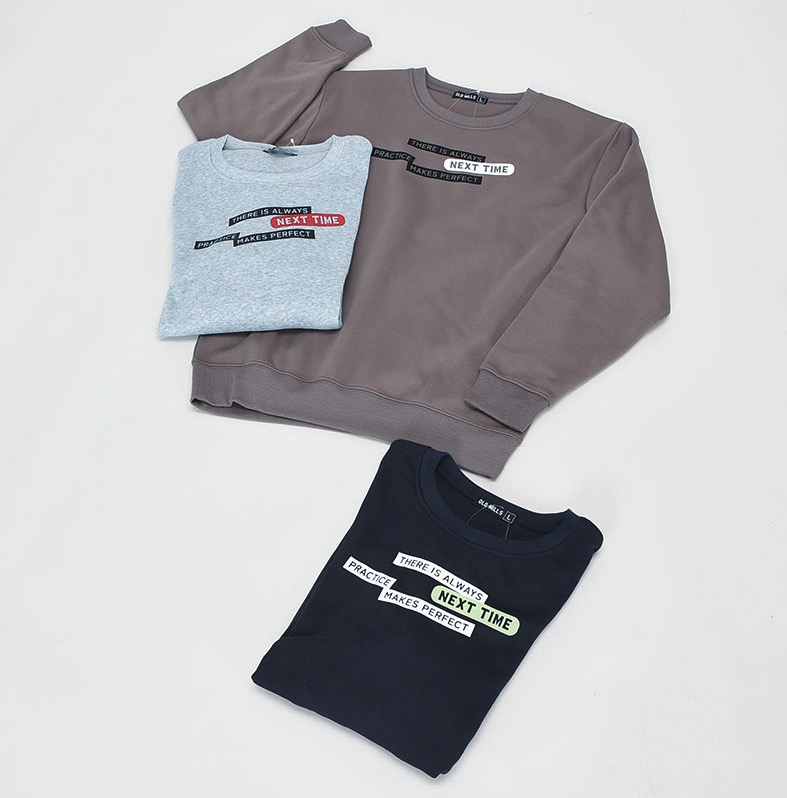 紳士　裏起毛クルートレーナー　ロゴプリント３　２サイズセット  753511・753514