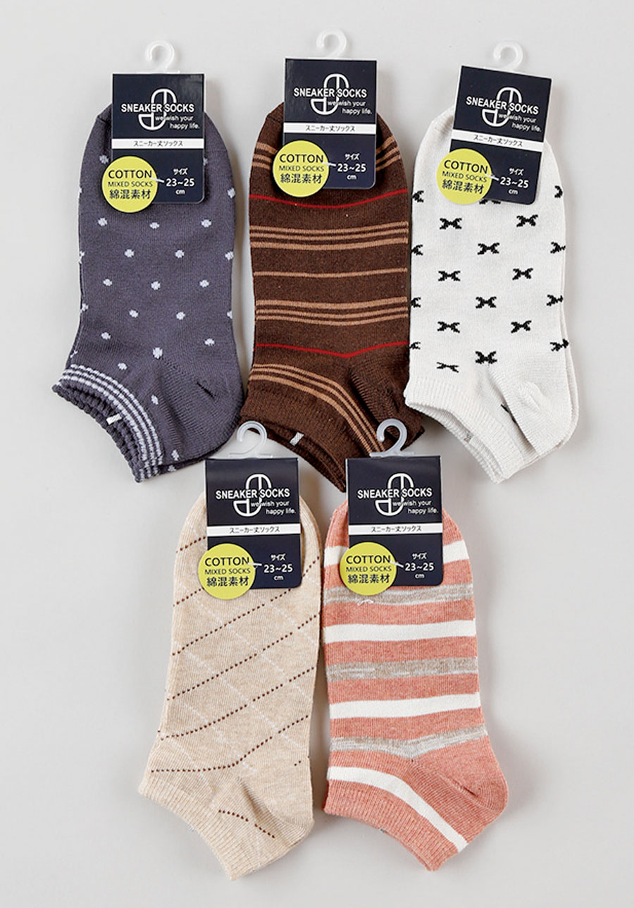 婦人　綿混柄スニーカーソックス　１P×100  1003550051