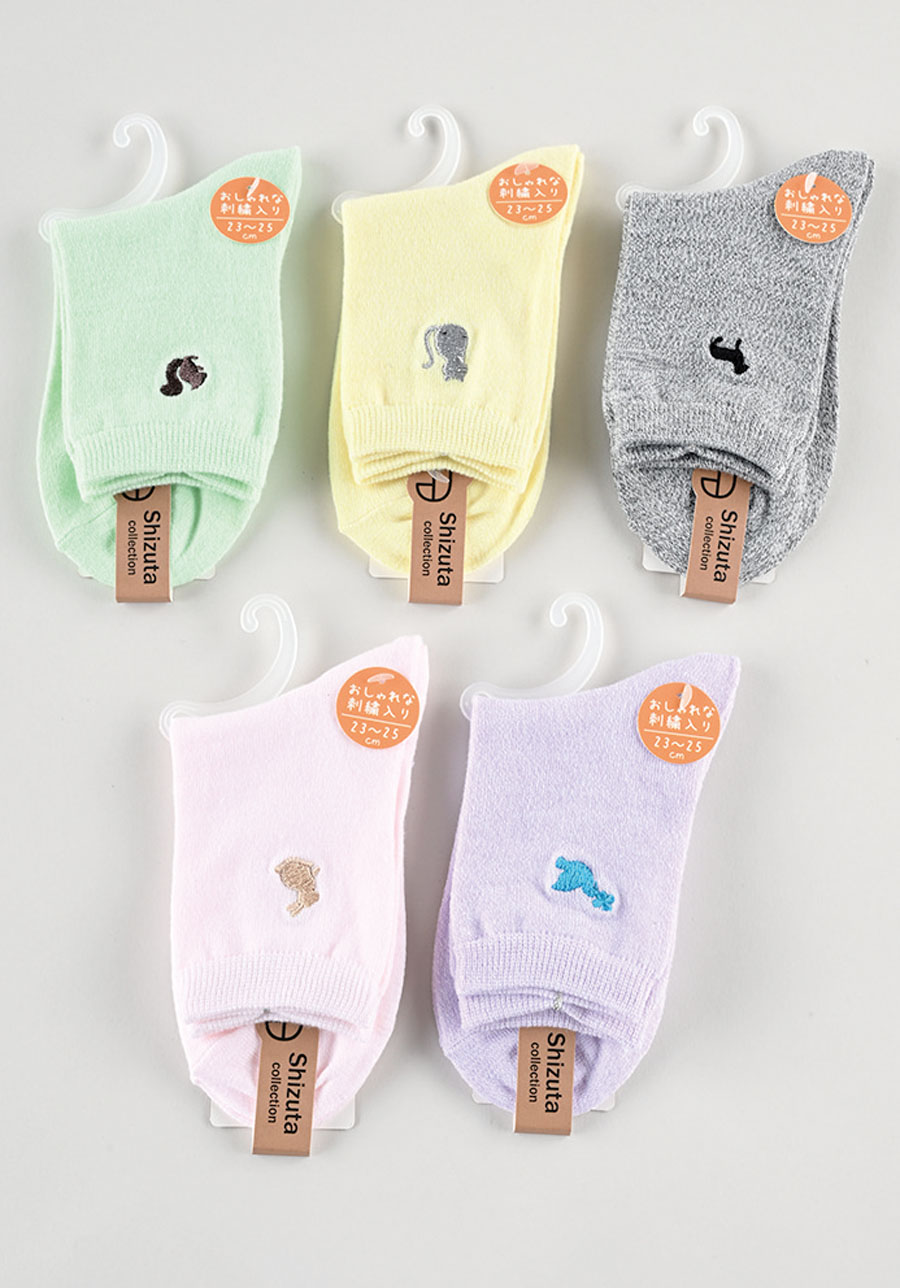 婦人　ヤング杢ベースワンポイント刺繍　１P　50足入  1003651161