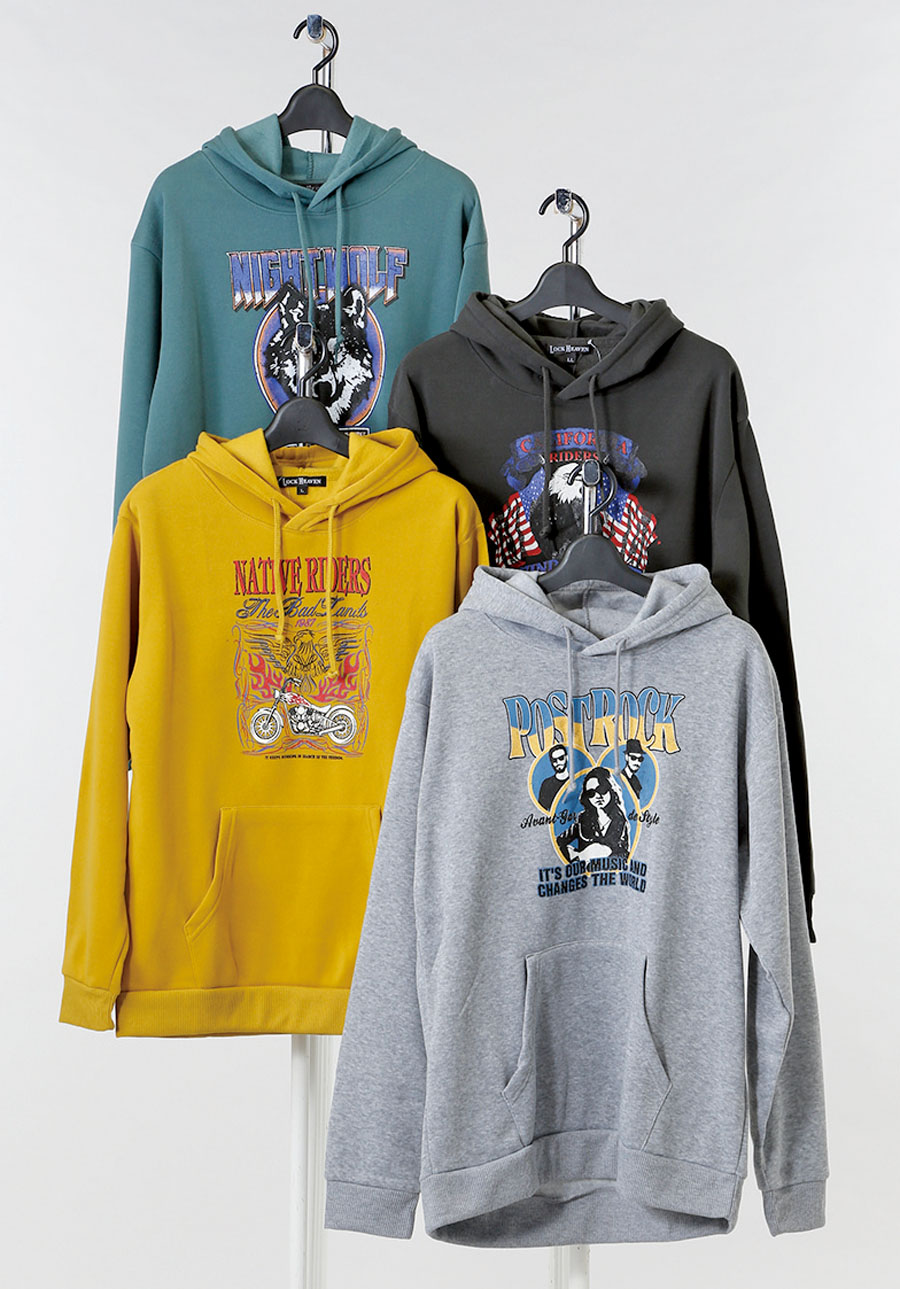 メンズ　裏起毛パーカー　25枚入　4種