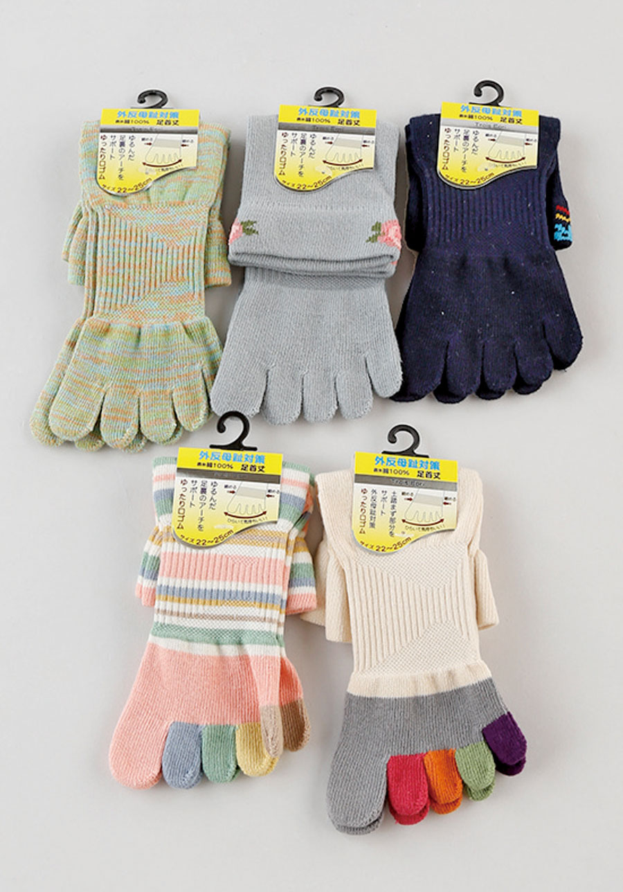 婦人　健康5本指クルー　（外反母趾対策）１P×６０足入  1003653911