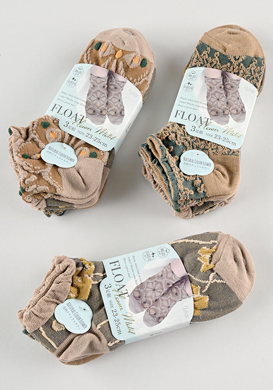 婦人綿混　花柄フロートスニーカー３P　３０セット  1003406281