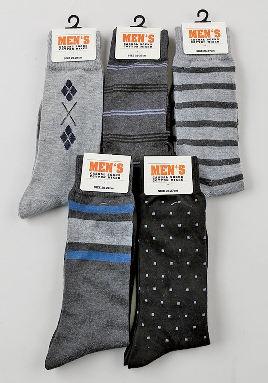 紳士　綿混カジュアル柄クルー１P×100足入  1003367201