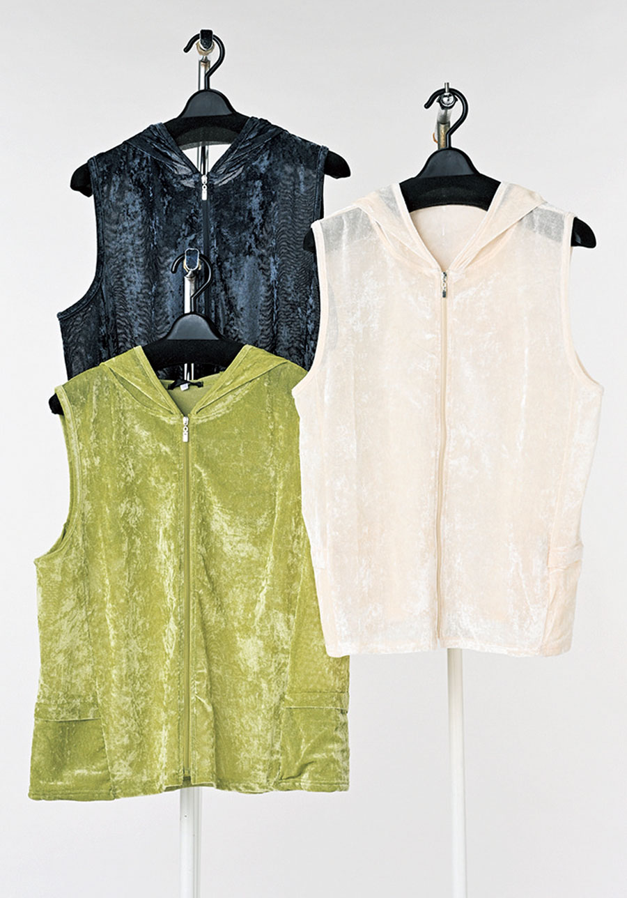 ベロアライクフーディ付きベスト　6枚入  1003829081